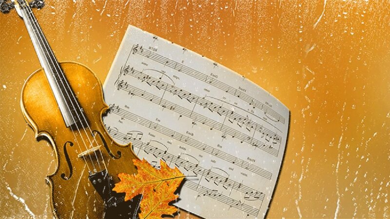 Violin and Sheet Music — Orange