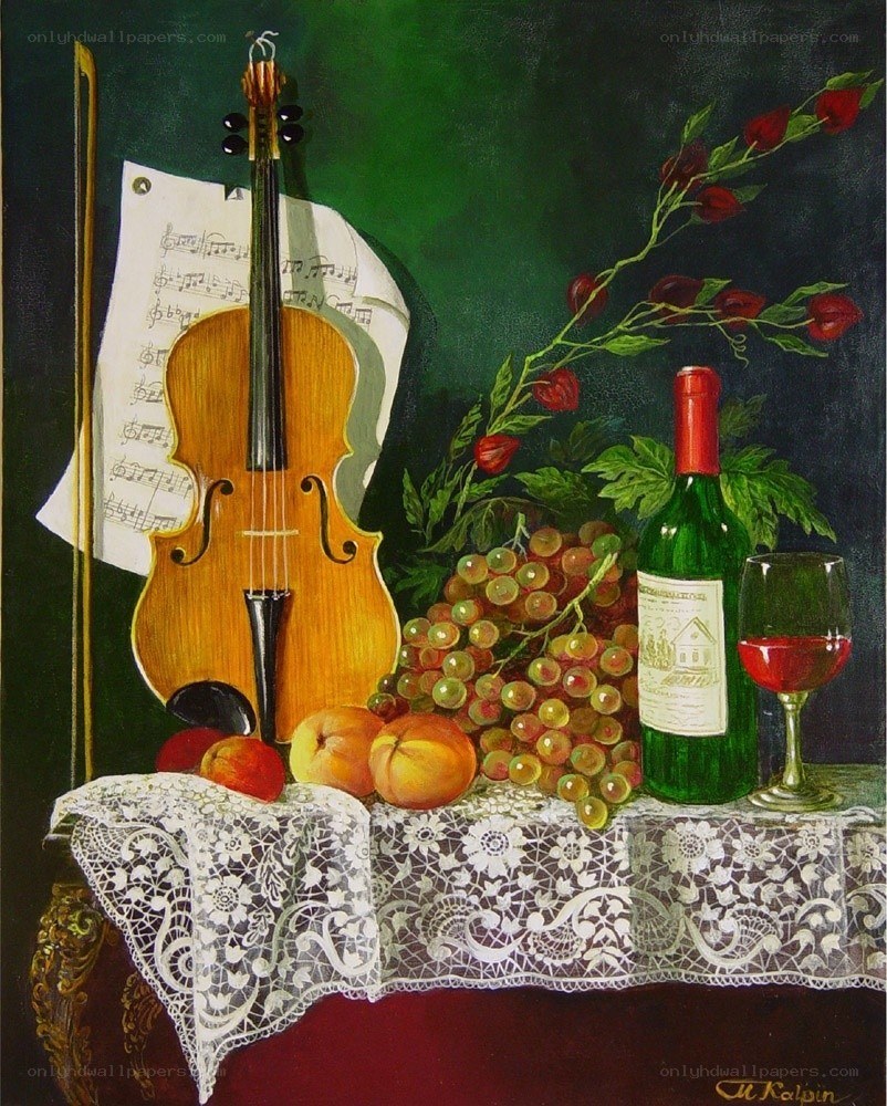 Violin and still life composition