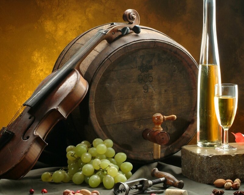 Violin and Wine Barrel — Brown