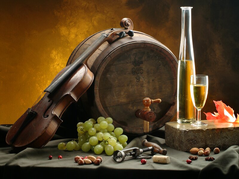 Violin and Wine Barrel