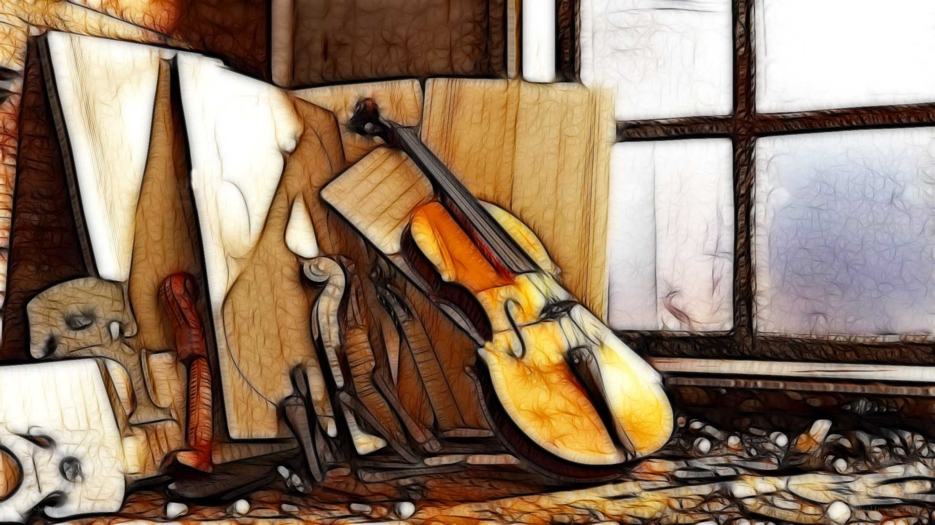 Violin by the window
