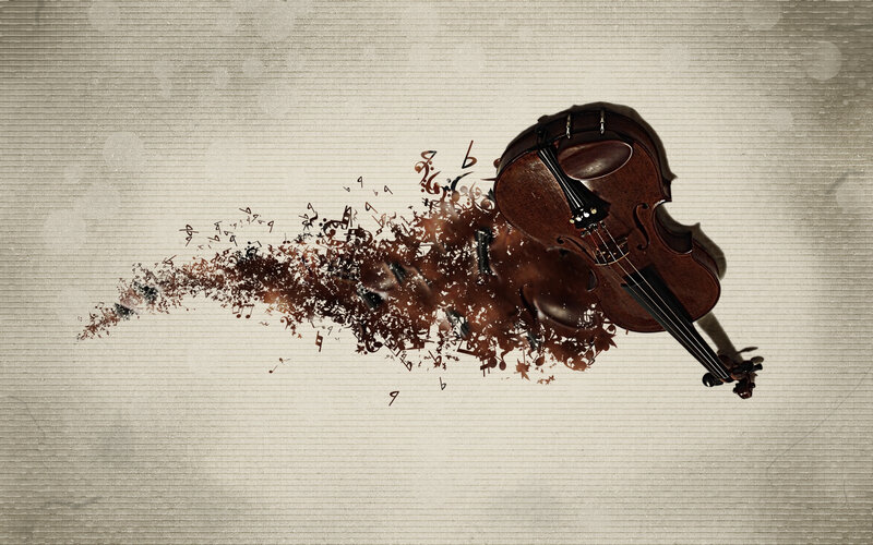 Violin dissolving into music