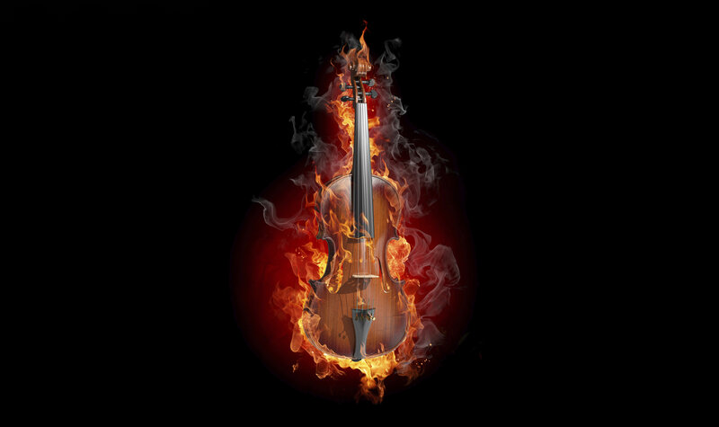 Violin Engulfed in Flames