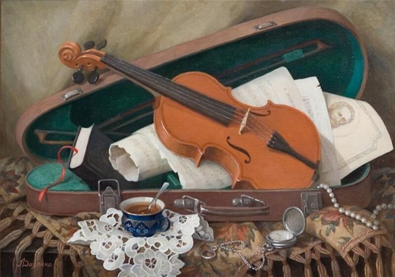 Violin in Case — Brown