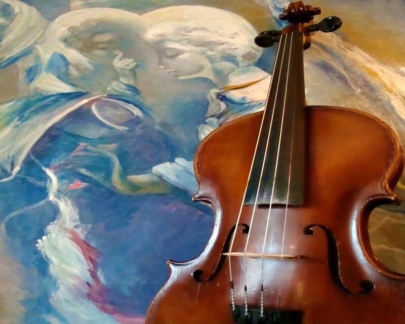Violin in Front of Painting