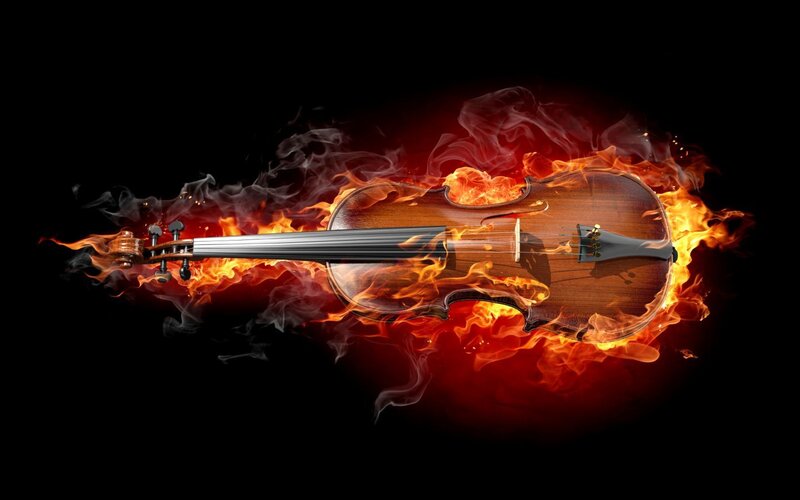 Violin on fire