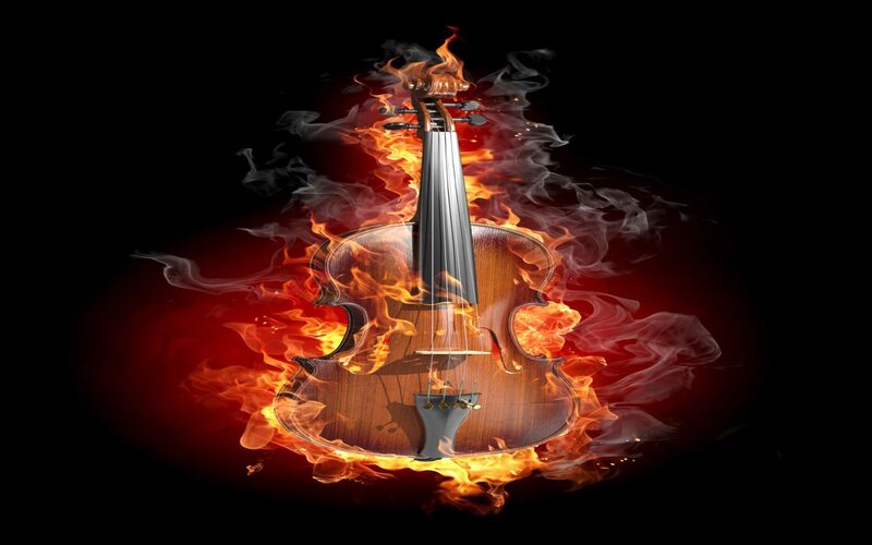 Violin on Fire — Black, Dramatic