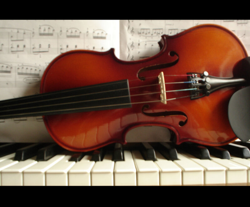 Violin on Piano Keys — Brown, Calm