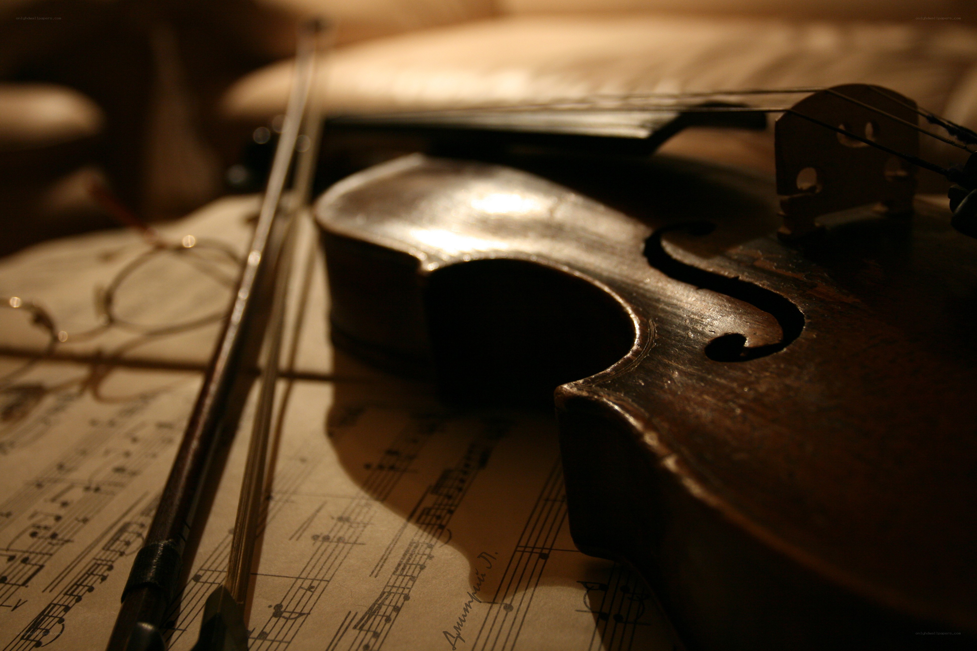 Violin on sheet music