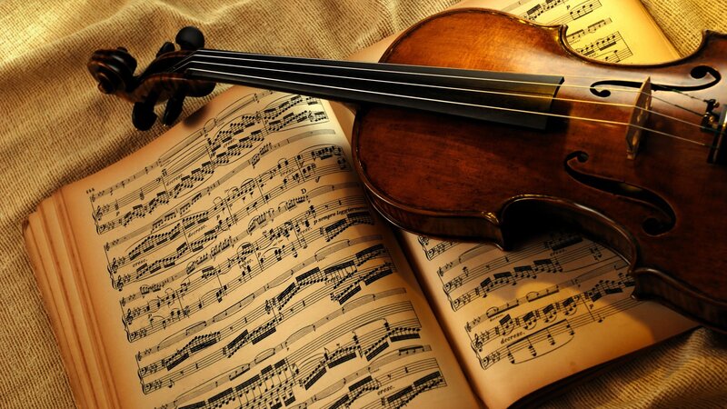 Violin on sheet music