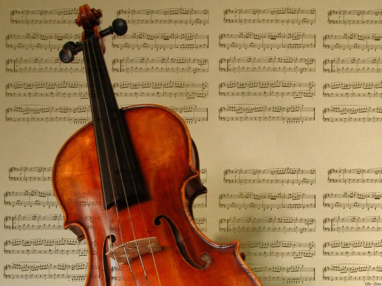 Violin on sheet music