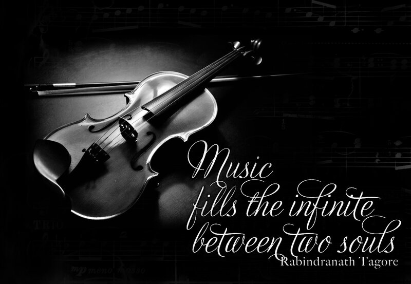 Violin on Sheet Music — Black, Dramatic, Photograph, Music Notes