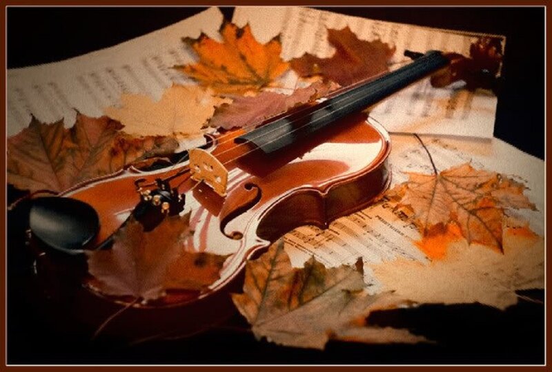 Violin on Sheet Music — Brown, Calm, Autumn