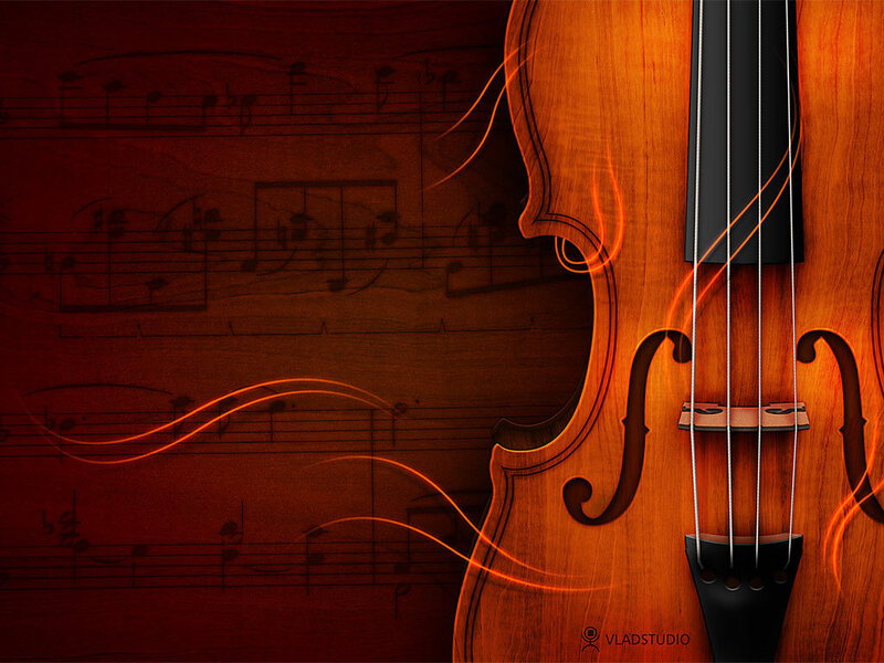 Violin on Sheet Music — Brown, Dramatic, Digital Art, Sheet Music, Music Notes