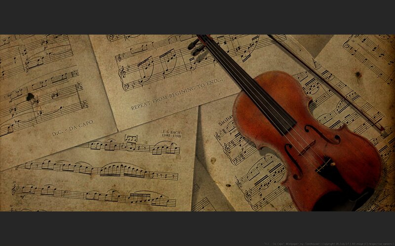 Violin on Sheet Music — Brown, Nostalgic