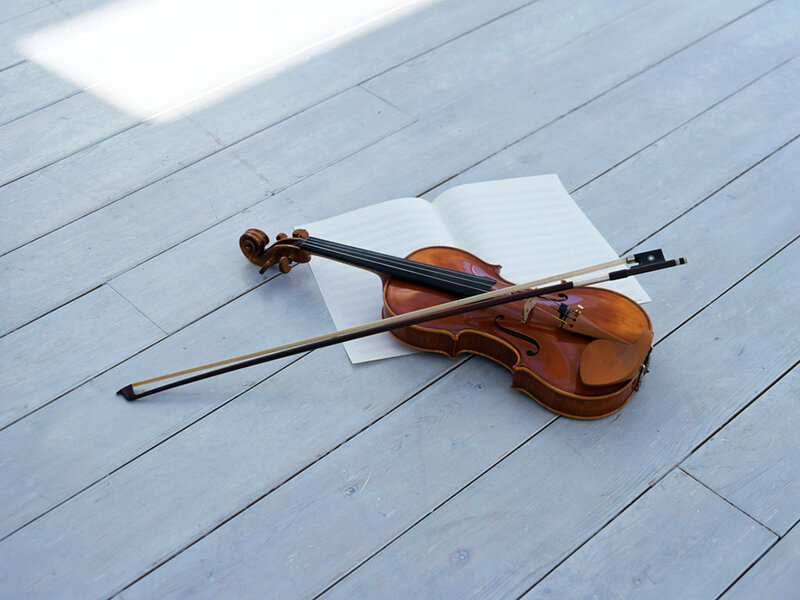 Violin on Sheet Music — Brown, Serene