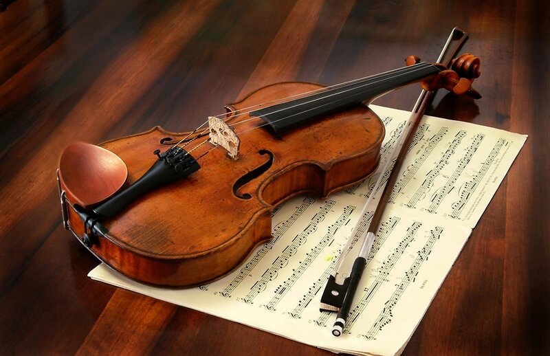 Violin on Sheet Music — Brown