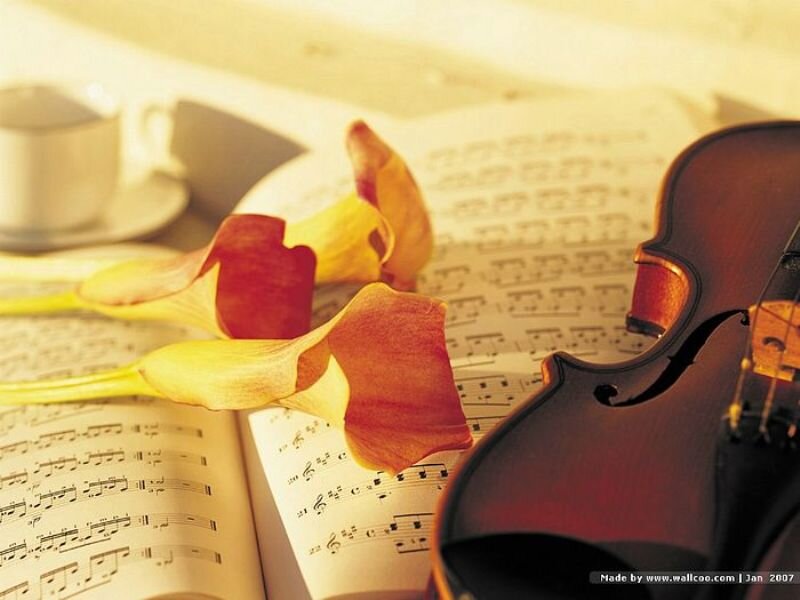 Violin on Sheet Music — Yellow