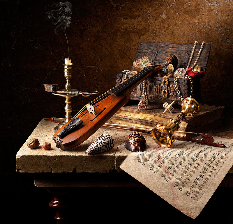 Violin on Stone Table