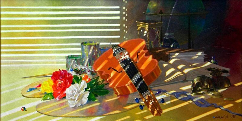 Violin on Table — Orange