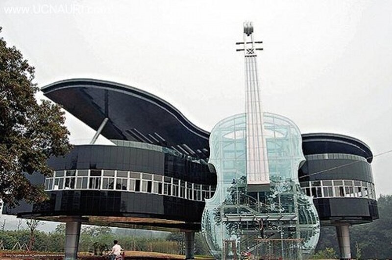 violin-shaped building
