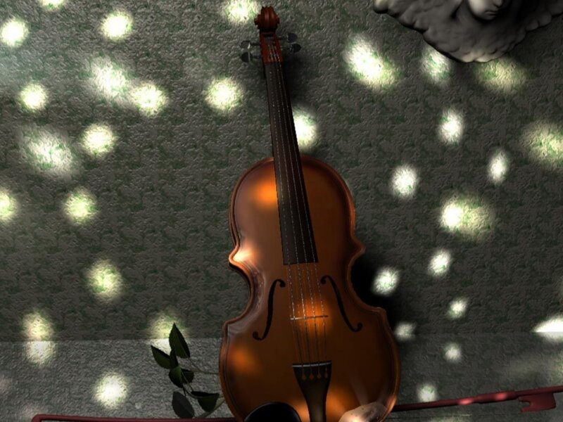 Violin under spotlights