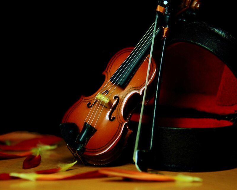 Violin with Bow — Brown