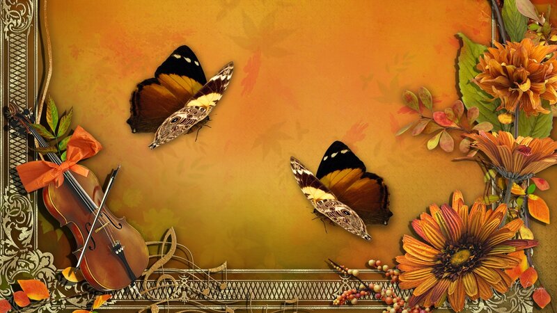 Violin with Butterflies — Orange