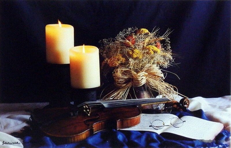Violin with Candles