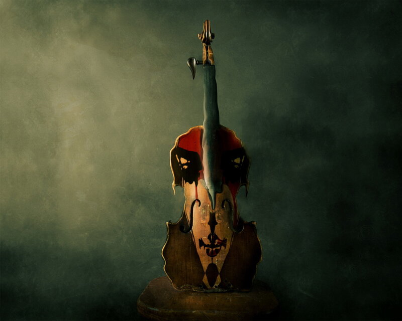 Violin with distorted face
