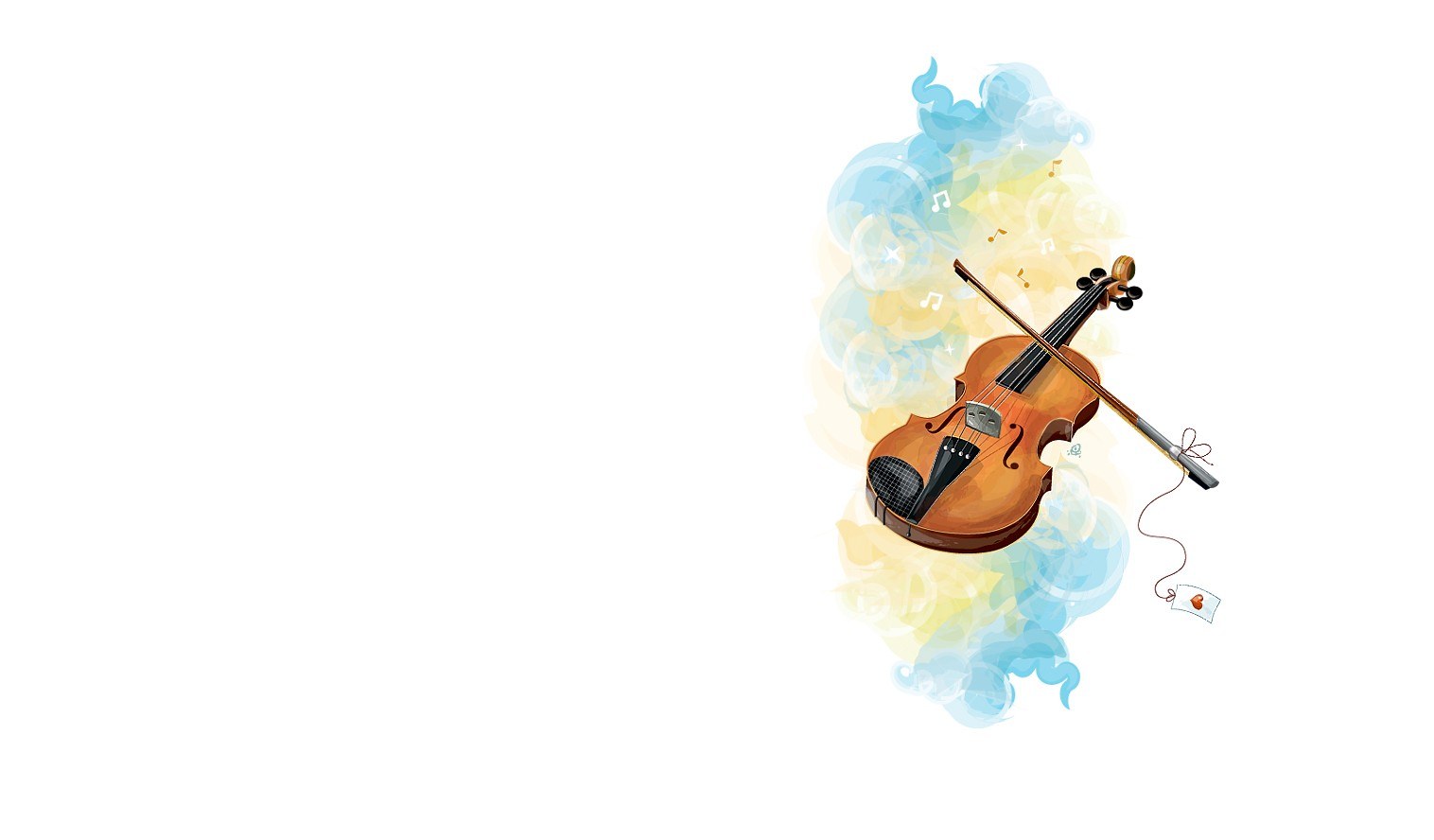 Violin with musical notes