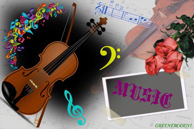 Violin with Musical Notes — Brown