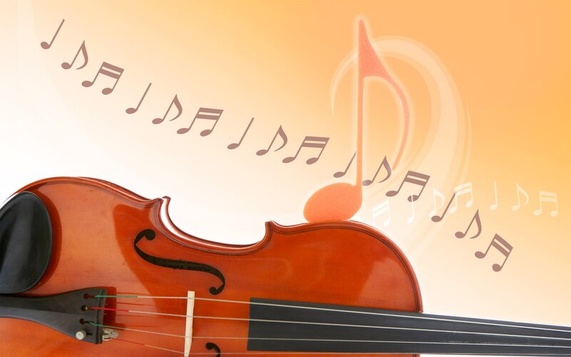 Violin with Musical Notes — Orange, Calm, Illustration