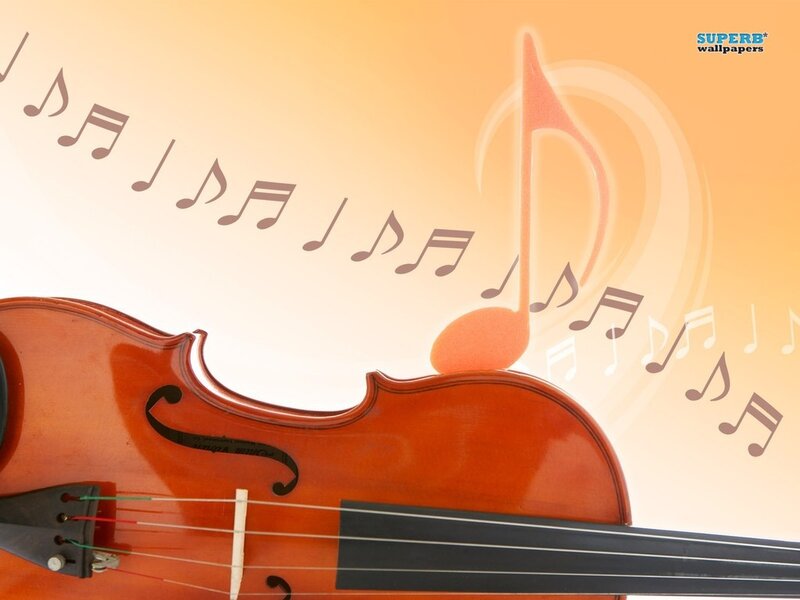 Violin with Musical Notes — Orange, Calm