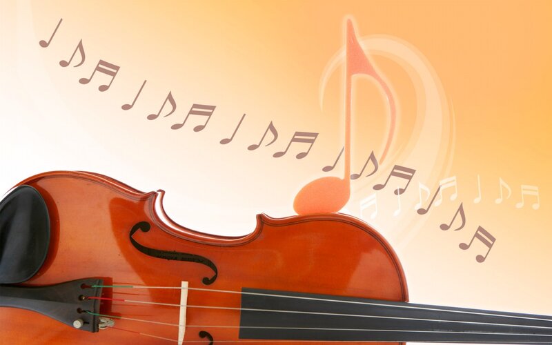 Violin with Musical Notes — Orange