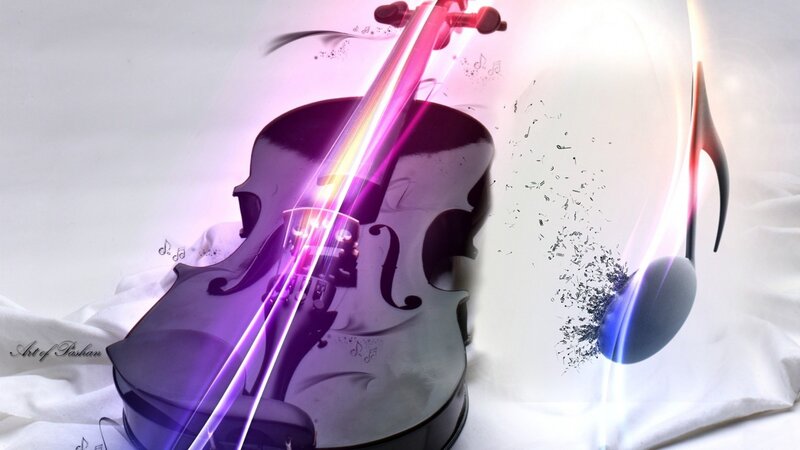 Violin with Musical Notes — Purple