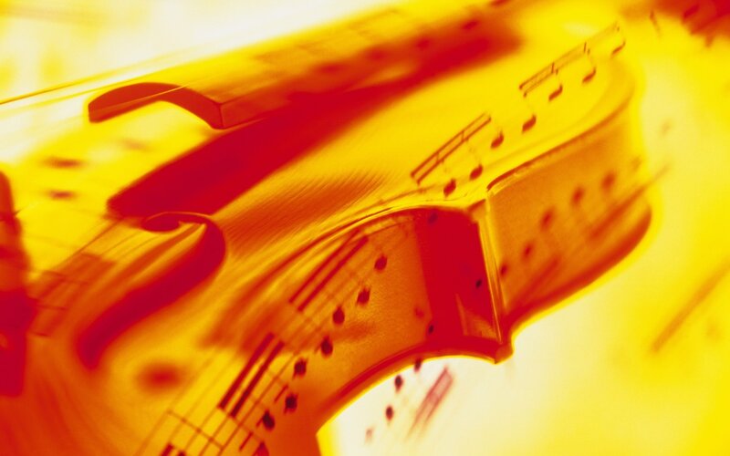 Violin with Musical Notes — Yellow, Dramatic