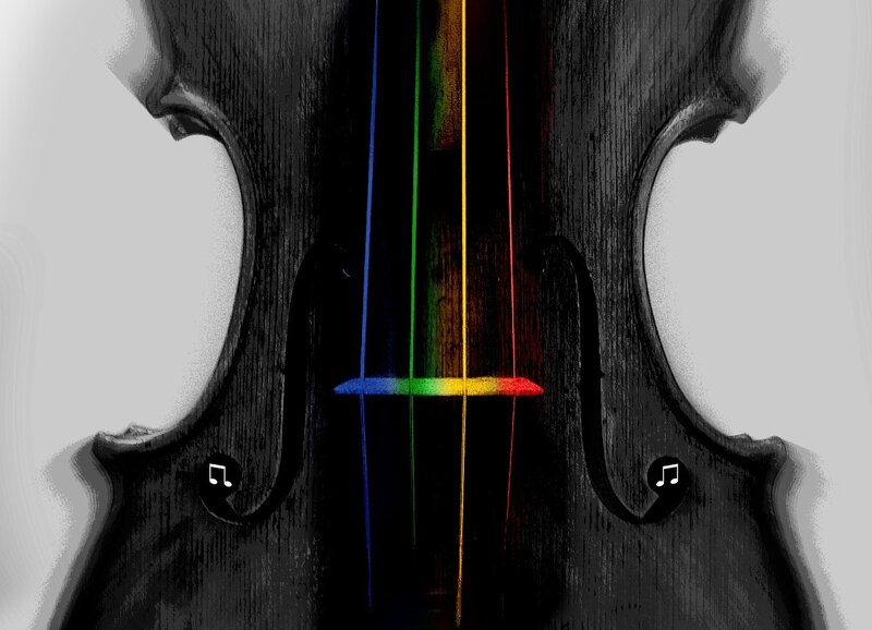 Violin with Rainbow Strings