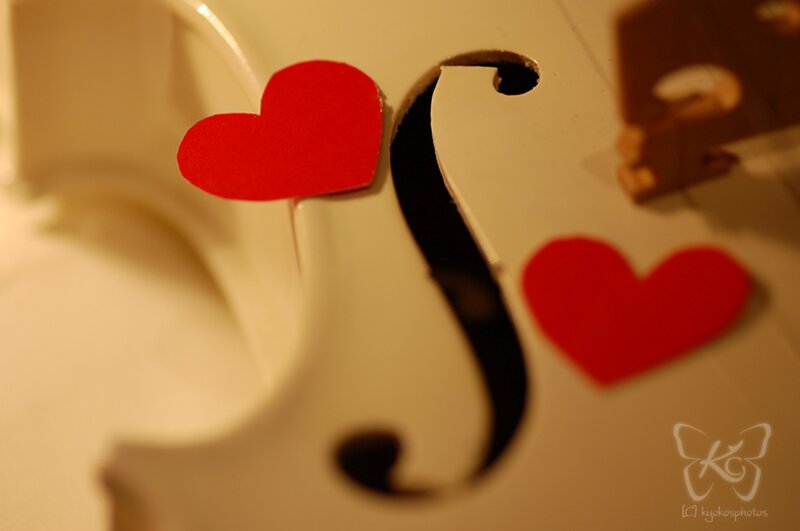 Violin with Red Hearts