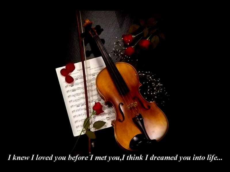 Violin with roses and music