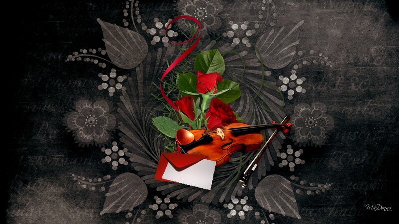 Violin with Roses — Black