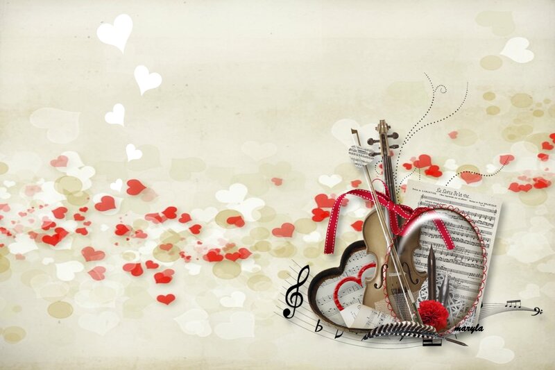 Violin with Sheet Music — Beige