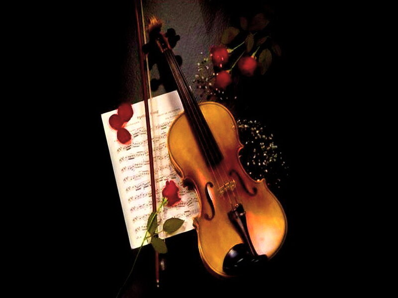 Violin with Sheet Music — Black