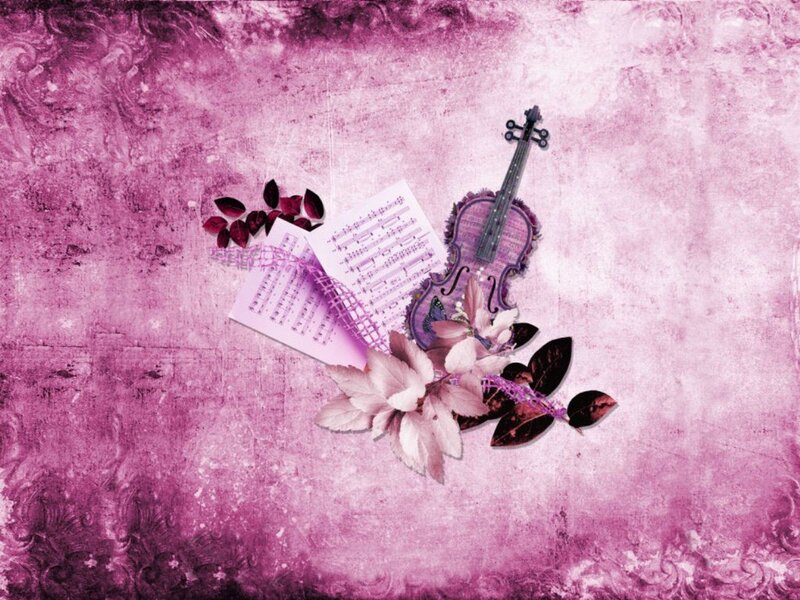 Violin with Sheet Music — Purple