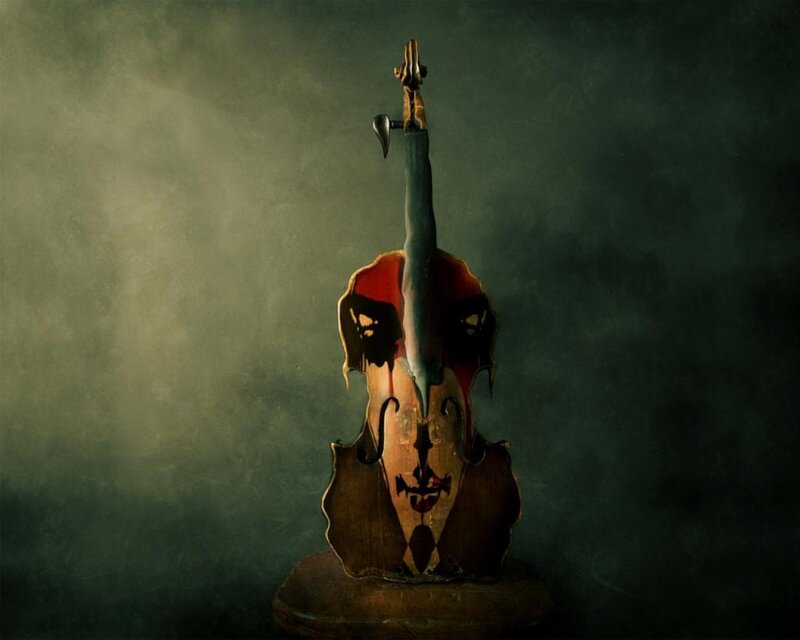 Violin with skull design