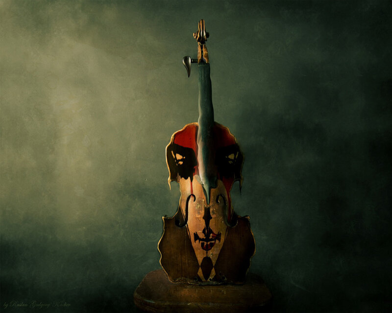 Violin with skull design