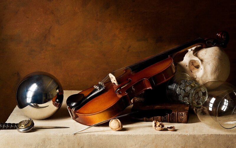 Violin with Skull