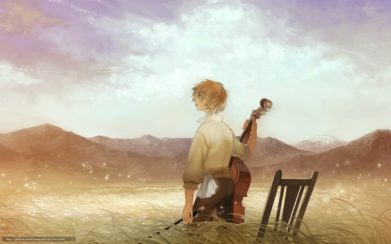 Violinist in a field