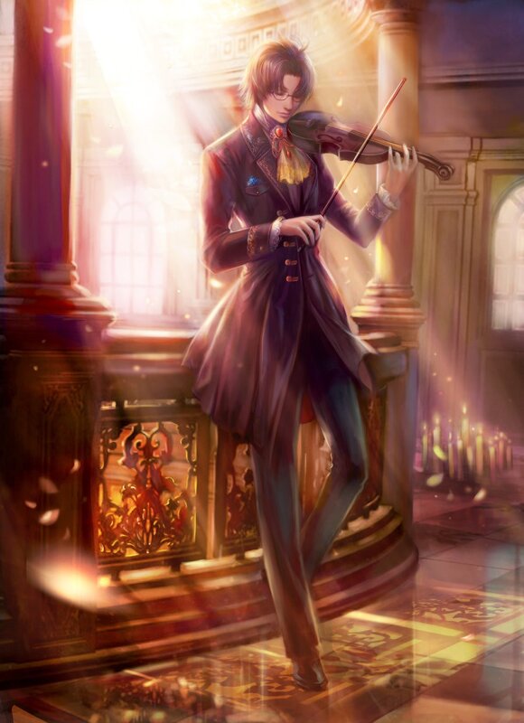 Violinist in a grand hall