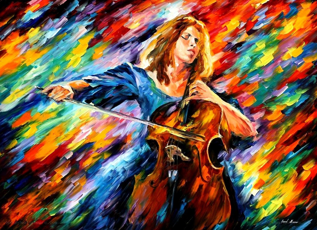 Violinist in colorful motion